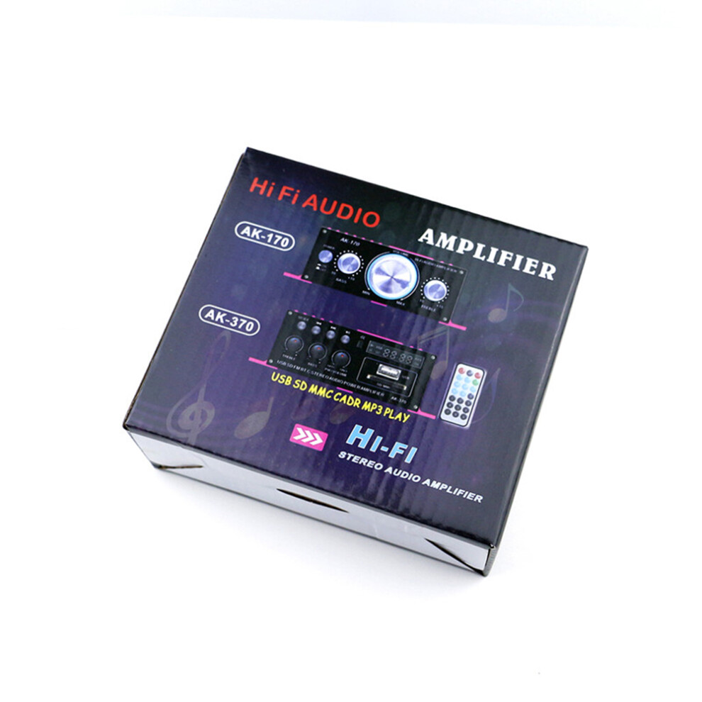Ak370 12V Mini Stereo Power Amplifier, 20W+20W, Lcd, Fm, Remote, Black 6911392723856