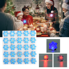 25pcs LED Christmas Brooch Pins, Blue Snowflake, Xmas Tree, Saint Claus