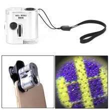 60X Mini Microscope with LED Light, Pocket Loupe, 40x40x20mm