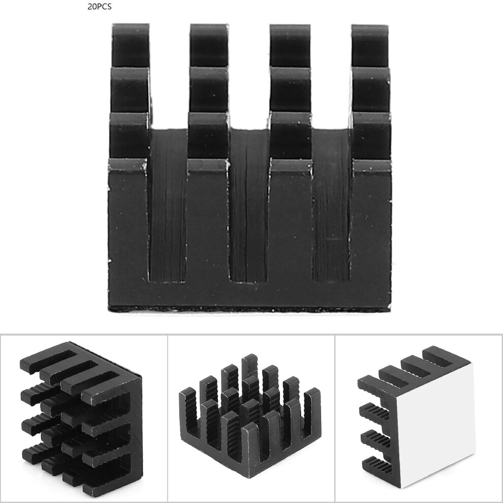 Aluminium Led Heat Sink 20Pcs 14X14x8mm With Adhesive For Circuit Boards Black 4641392725179
