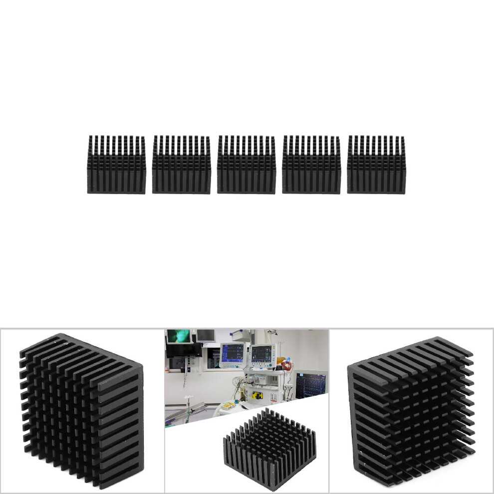 5Pcs 6063-T5 Aluminum Heat Sink Fin 40X20x40mm Cooler Black 3651392476484