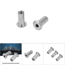 Nickel Coated Flat Hex Nuts M8 x 15mm Round Head Sleeve for Furniture 30 Pack