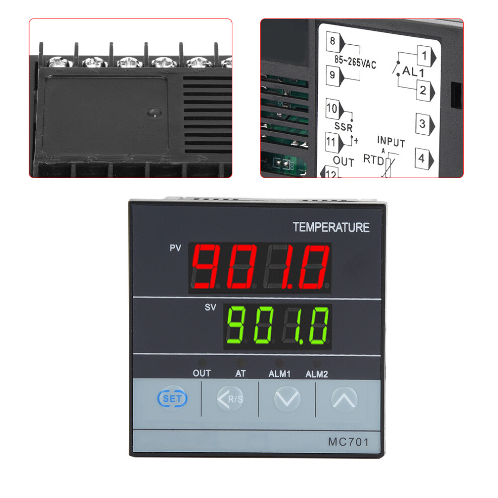 Mc701 Digital Pid Temperature Controller - K-Type Pt100 Sensor, Ssr/Relay Output 8721392479626