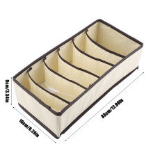 Foldable 6-Grid Storage Box Durable Polyester Nylon Beige 33x16x9cm