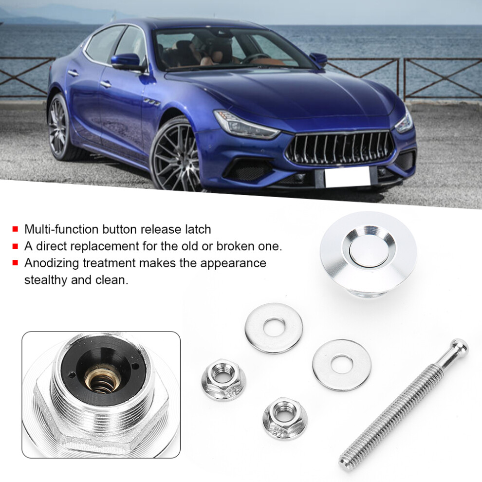 Bonnet Lock Pins 30Mm / 1.2In Car Hood Quick Release Push Button Lock Silver 9391392481234
