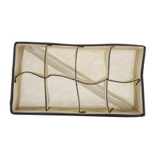 Foldable Durable Storage Box Case for Bra Socks 8 Grids Beige