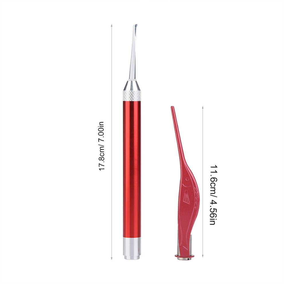 Durable Stainless Steel Luminous Earpick & Tweezers Set For Kids (Red) Red