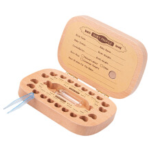 Retro Radio Oriented Wooden Box For Baby Teeth Conservation With