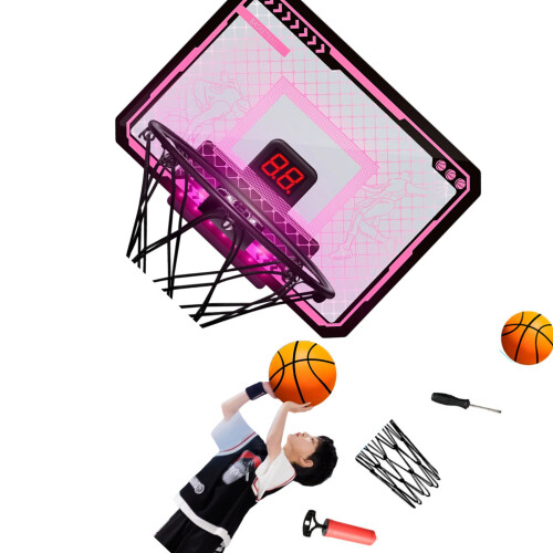 Electronic Scoreboard With Flashing Light Basketball Hoops-Red