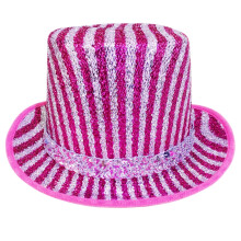 Stylish Colorful Sequined Belt Magicians Top Hat-rose red