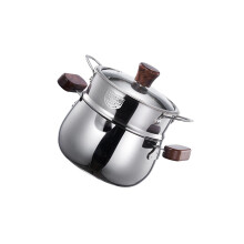 Efficient Cooking Double Steamer Pot Stainless Steel Wood-S