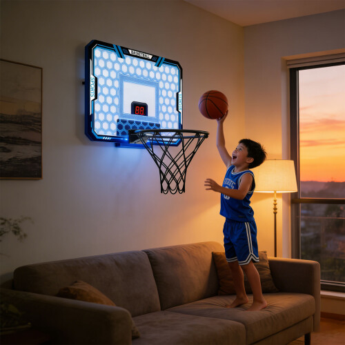 Electronic Scoreboard With Flashing Light Basketball Hoops-Red 1