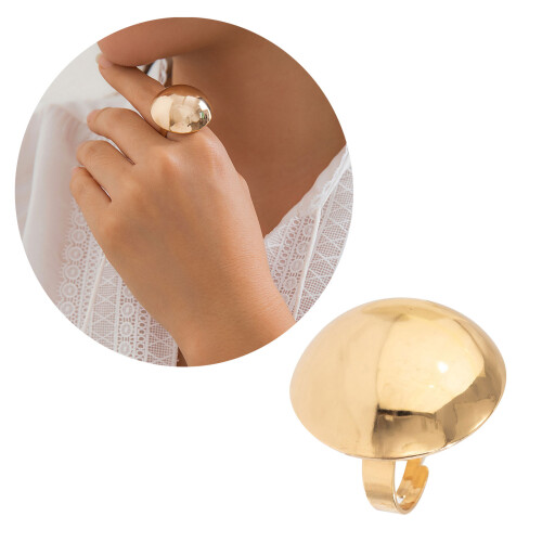 Geometrischer polierter Punk-Ring mit-Mattgold 1 2