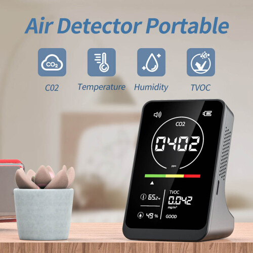 Compacted 4 in 1 Air Quality Detector with CO2 TVOC-Black 1