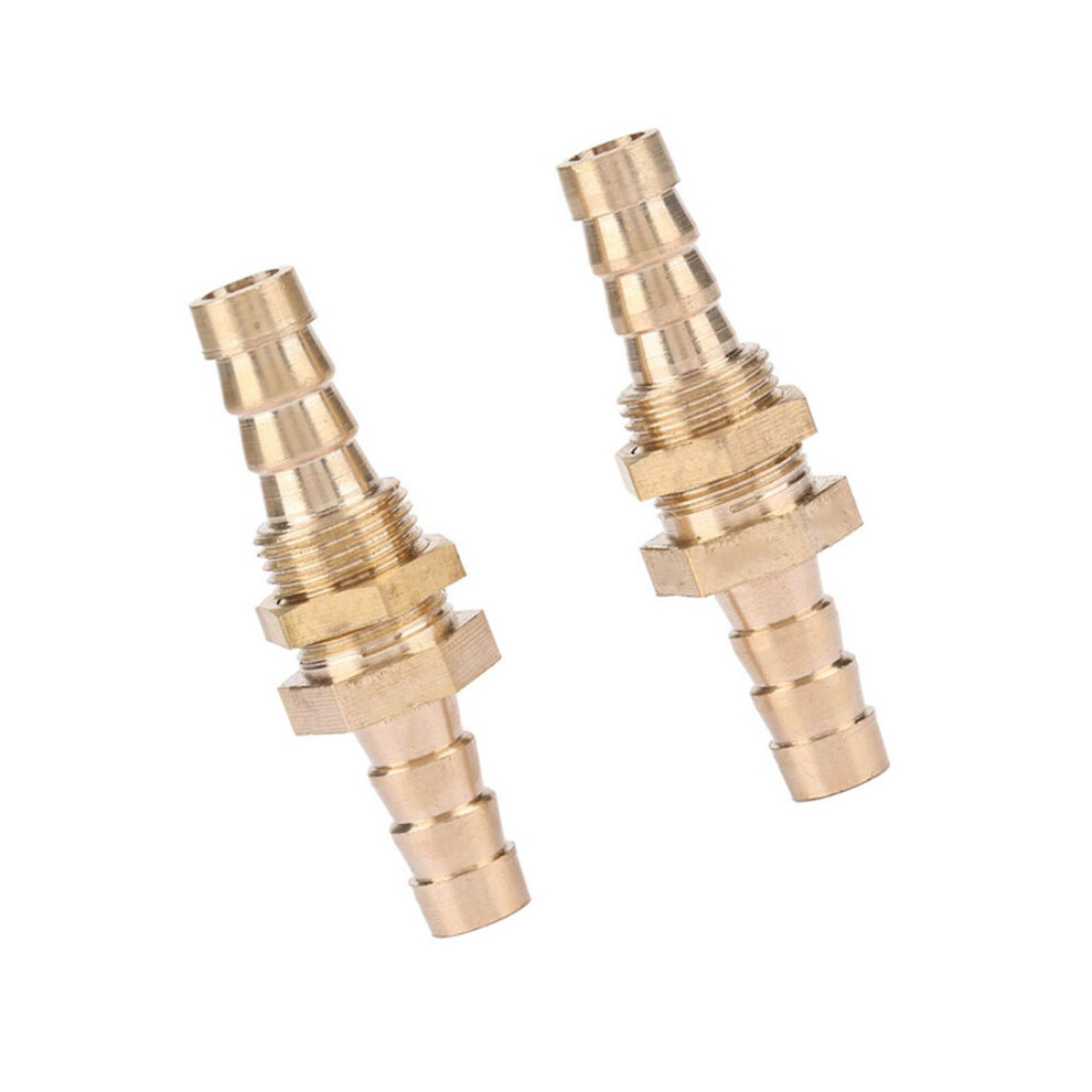 Pack Of 2 Brass Bulkhead Hose Barb Connectors 6Mm 9391392483788