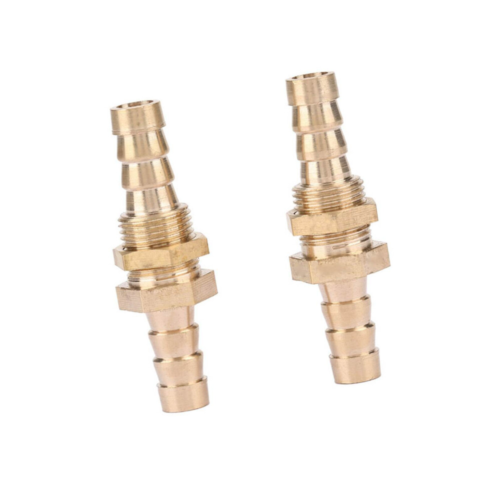 Set Of 2 Brass 8Mm Hose Barb Bulkhead Pipe Fittings & Couplers 7901392483804