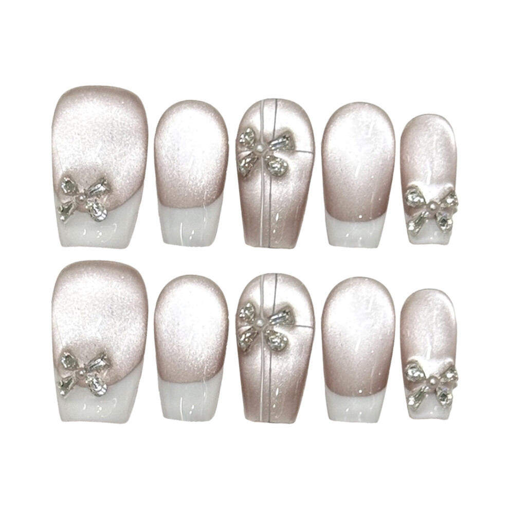 Bright-Home (936) Glossy Press On Nails With Flash Cat Eyes With Not Easy Break Or Split Design For Women Nail Art Decoration