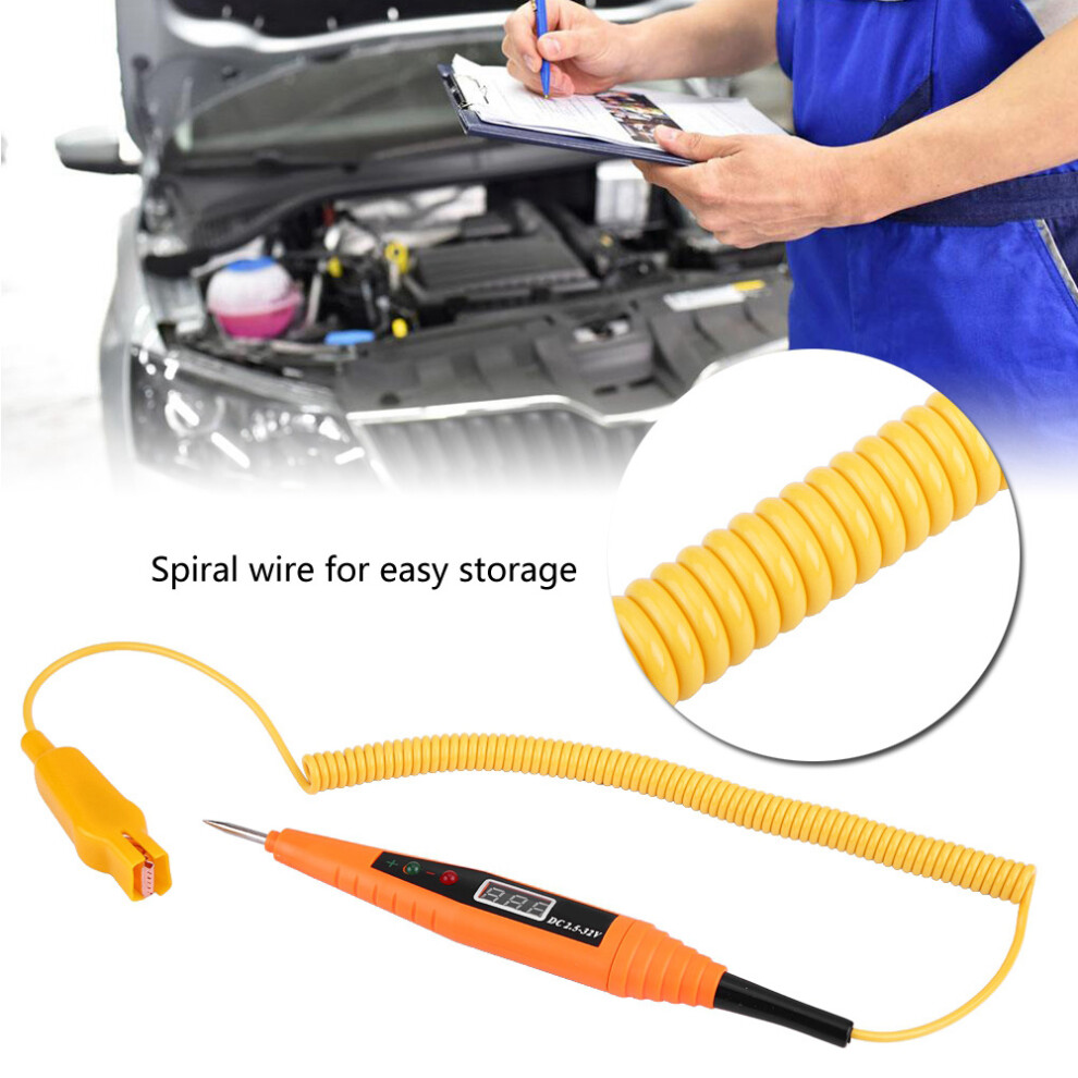 2.5-32V Digital Car Circuit Tester With Led Flashlight, Lcd Display, 2.4M Cable 4111392731215