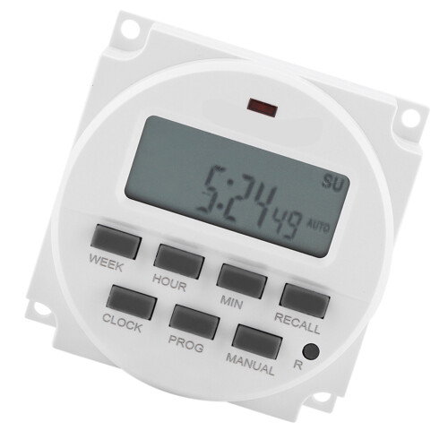 12V Programmable Digital Timer Switch, White, 6x3x6.1cm