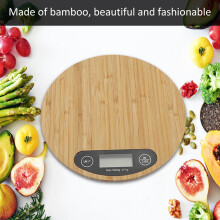 Bamboo LED Kitchen Scale 5kg/1g, 20cm Brown Food & Medicine Weighing