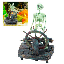 Fish Tank Ornament Skeleton Hippocampus Pirate Captain Decoration Resin 15cm