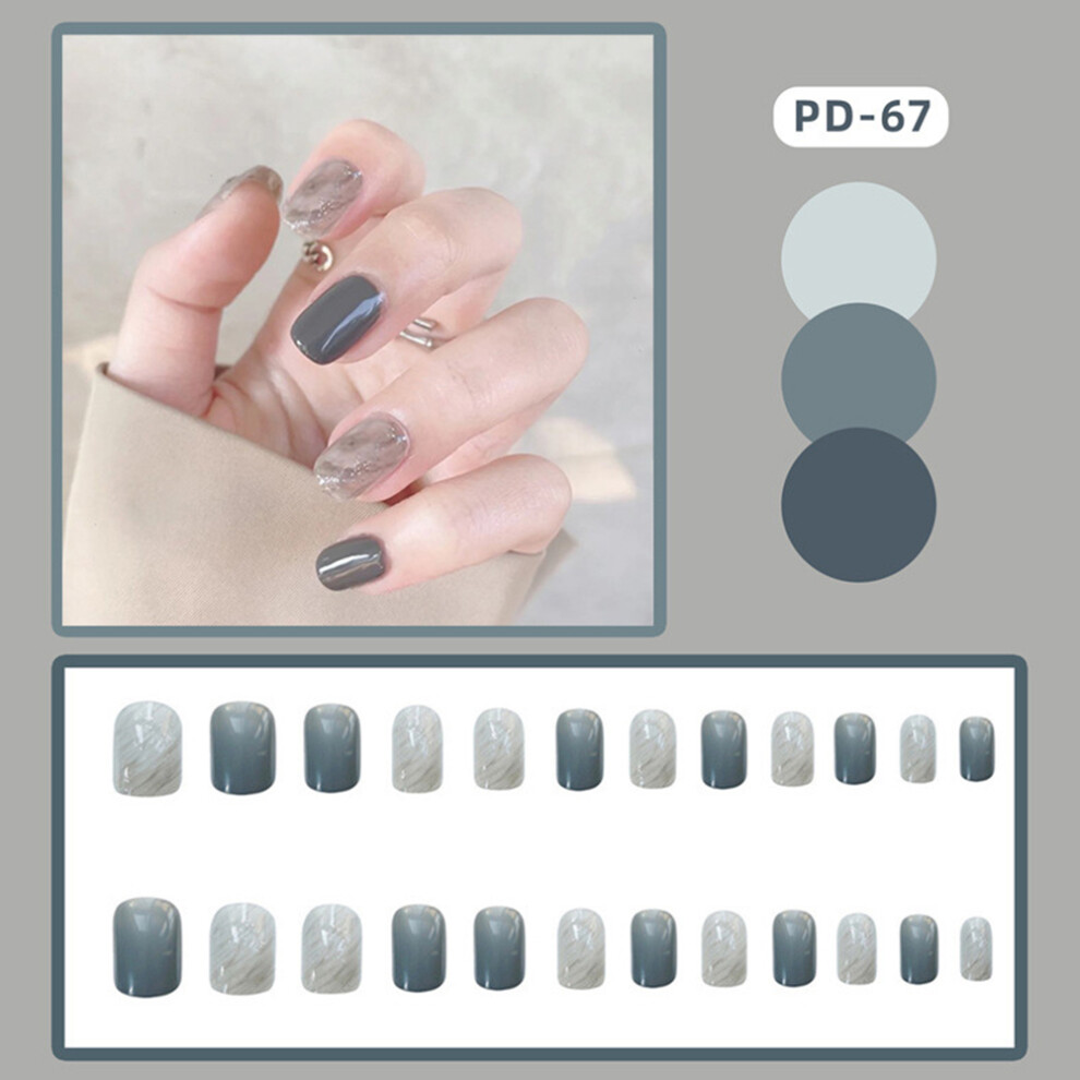 Reach-Tools (Jelly Glue Model) Glossy Grey Fake Nails For Women - Durable & Safe
