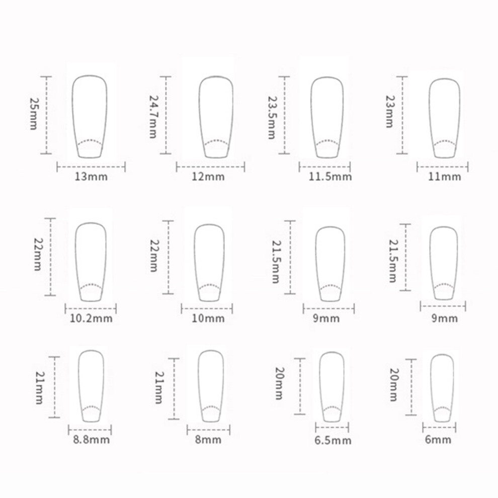Reach-Tools Glossy French Coffin Press-On Nails With Rhinestones