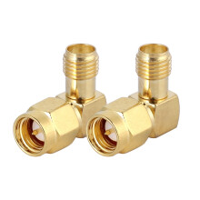 SMA Female to Male RF Adapter 2PCS Gold Plated Right Angle Coaxial Connectors