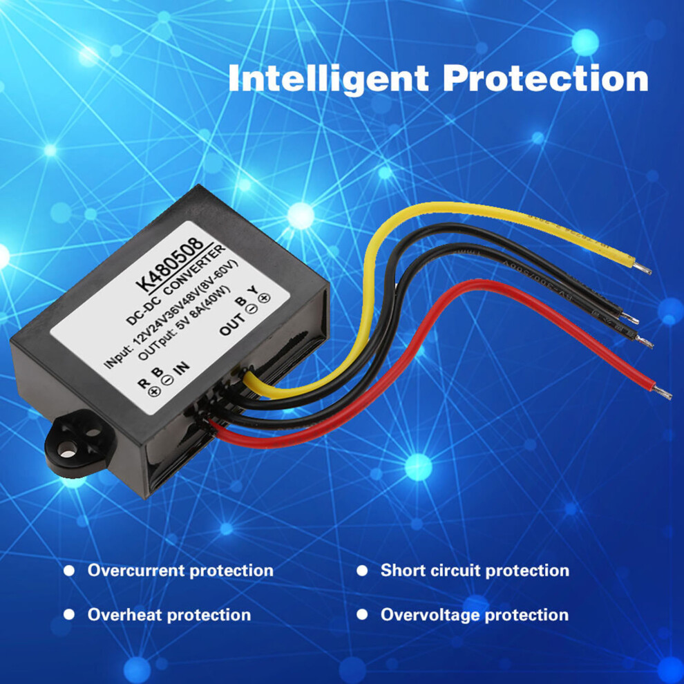 Dc-Dc Buck Converter 12V/24V/36V/48V To 5V 8A, Waterproof, Compact 75X40x22mm 4381392488840