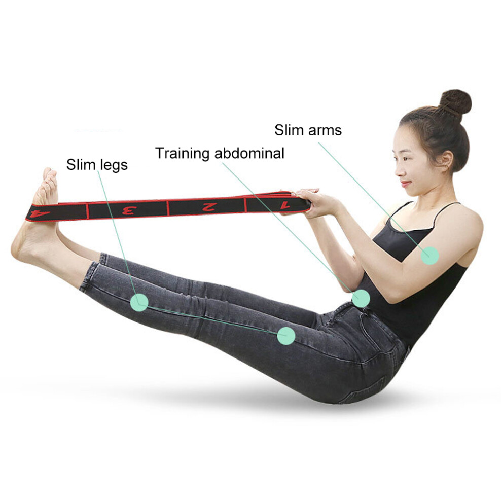 Premium Yoga Stretch Strap â 88cm, Red, Indoor Fitness Resistance Belt