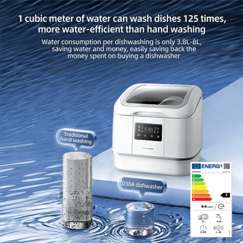 GORGENOX Desktop 3-Set Dishwasher, No Installation Required, High-Temperature Sterilization 1