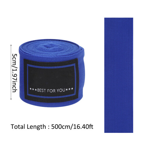 Blue Elastic Boxing Hand Wraps Pair Cotton Nylon 5cm x 16.40ft 2