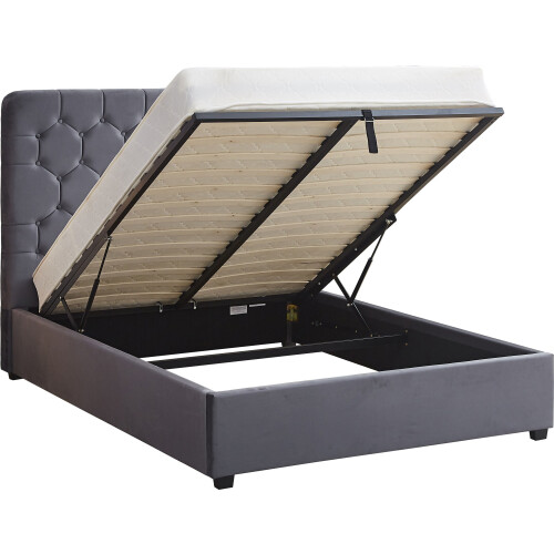 Seconique Madison 5ft Ottoman Bed - Grey Velvet Fabric 1