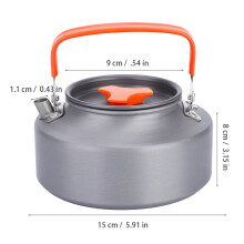 1.1L Aluminum Camping Teapot Orange Handle, 15x9x8cm