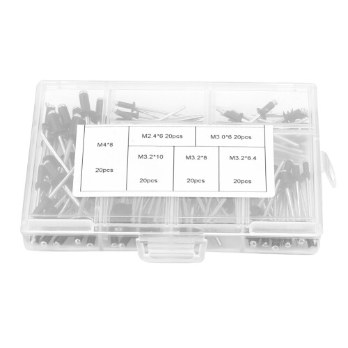 Aluminium Blind Rivets Set 120pcs M2.4/M3.0/M3.2/M4 Assorted Fasteners Kit 1