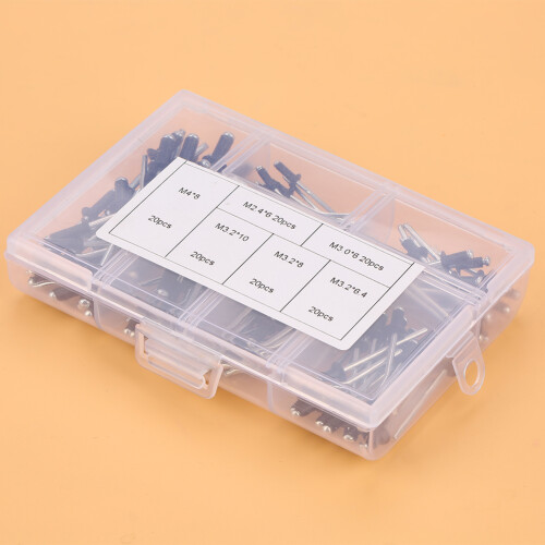 Aluminium Blind Rivets Set 120pcs M2.4/M3.0/M3.2/M4 Assorted Fasteners Kit 2