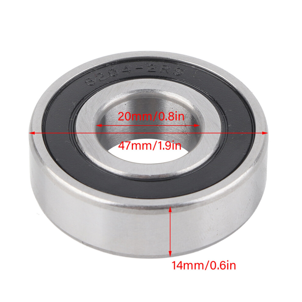 10Pcs 6204-2RS Durable Ball Bearings 17x47x14mm