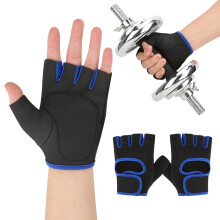 Unisex Outdoor Weight Lifting Half Finger Gloves BlueBlack M