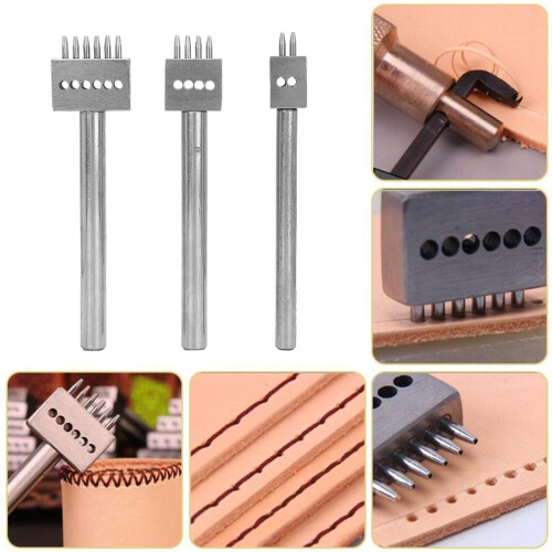 3PCS Leather Hole Punch Kit Belt Punch Set DIY Crafting Tool 4mm Diameter 1