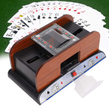 Automatic Wood & ABS 2-Deck Card Shuffler, Battery Powered, 24x13.5x10.5cm