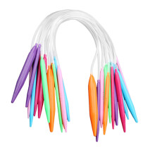 Knitting Needles Set 12PCS Multicolor Plastic Circular Tubes 40cm for Sweaters