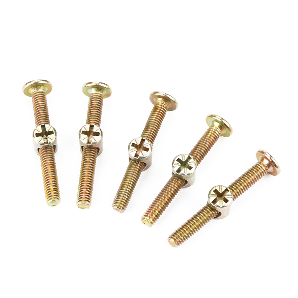 10Pcs M6 Furniture Bolts 50mm With Barrel Nuts