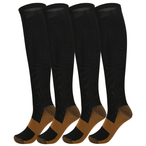 Black Copper Fiber Compression Stockings 2 Pair XL Ankle Support