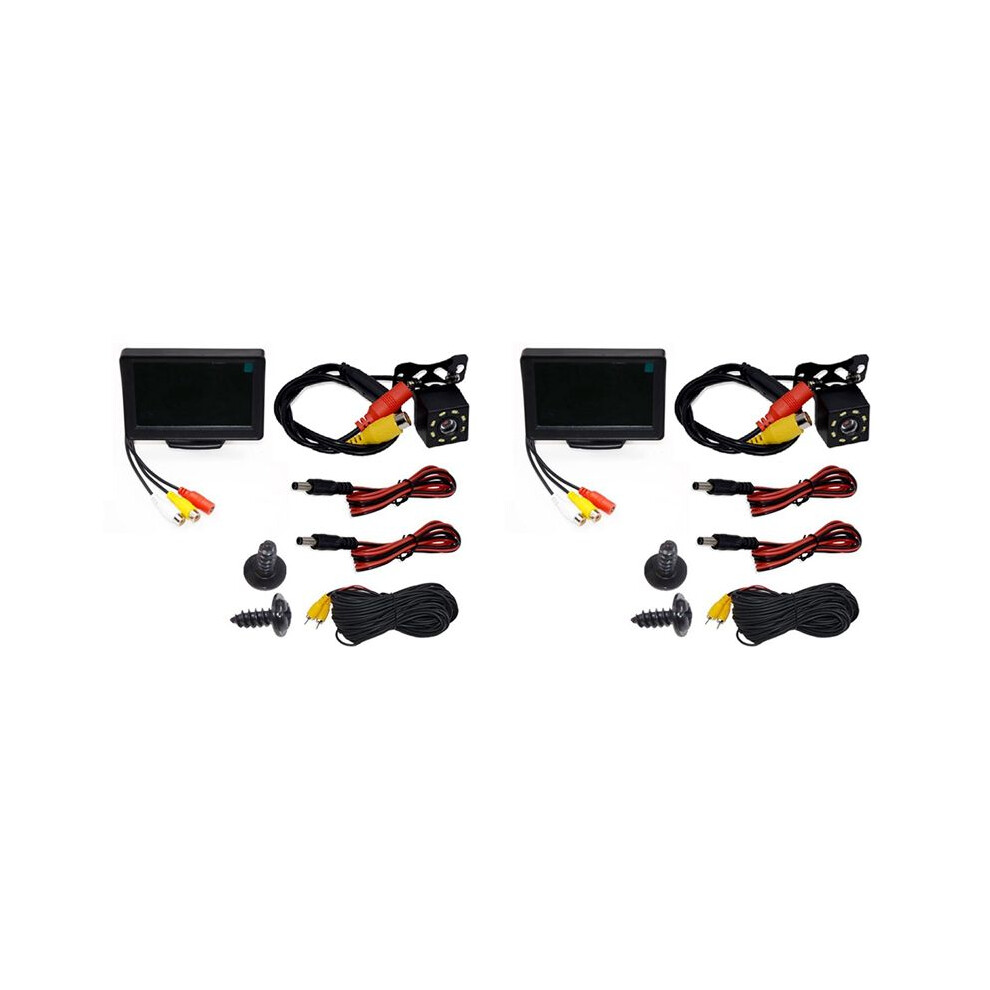 2X Rear View Camera Wide Degree 4.3Inch Tft Lcd Display Or Monitor Waterproof Night Vision Reversing Backup 4713012128353