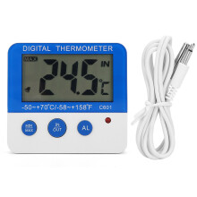 Alarmer for høj og lav temperatur LED-indikatoralarm Køleskabs-/frysetermometer Digitalt køleskabstermometer Maks./min. temperaturvisning Vandtæt