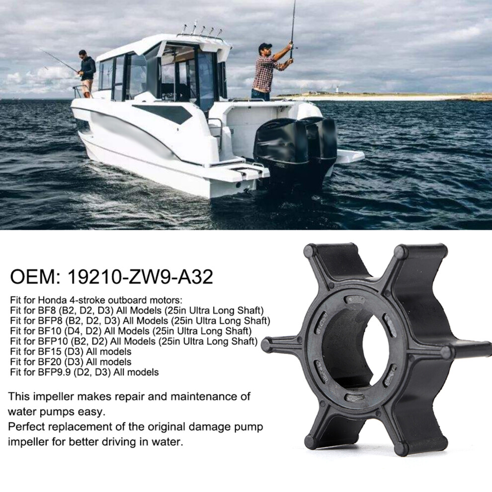Water Pump Impeller For 4-Stroke Outboard Motor 8/9.9/15/20Hp Rubber 4121392498971