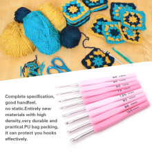 9PCS Gradient Color Crochet Hook Set with Scissors & PU Bag, 2.5-6mm