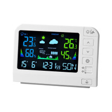 Stations météo sans fil pour la maison avec horloge-Blanc