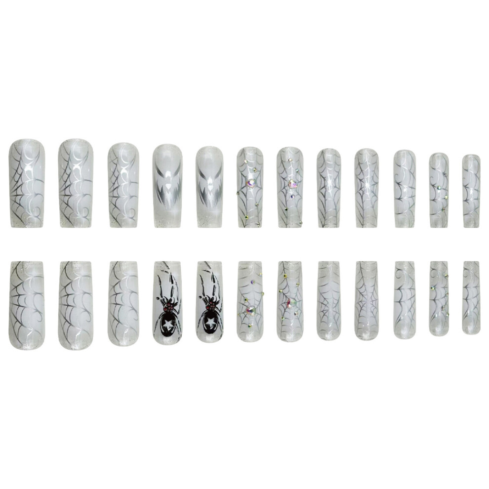 Phui-Pet-Supplies 24Pcs Halloween Glitter Fake Nails, Zero Pressure