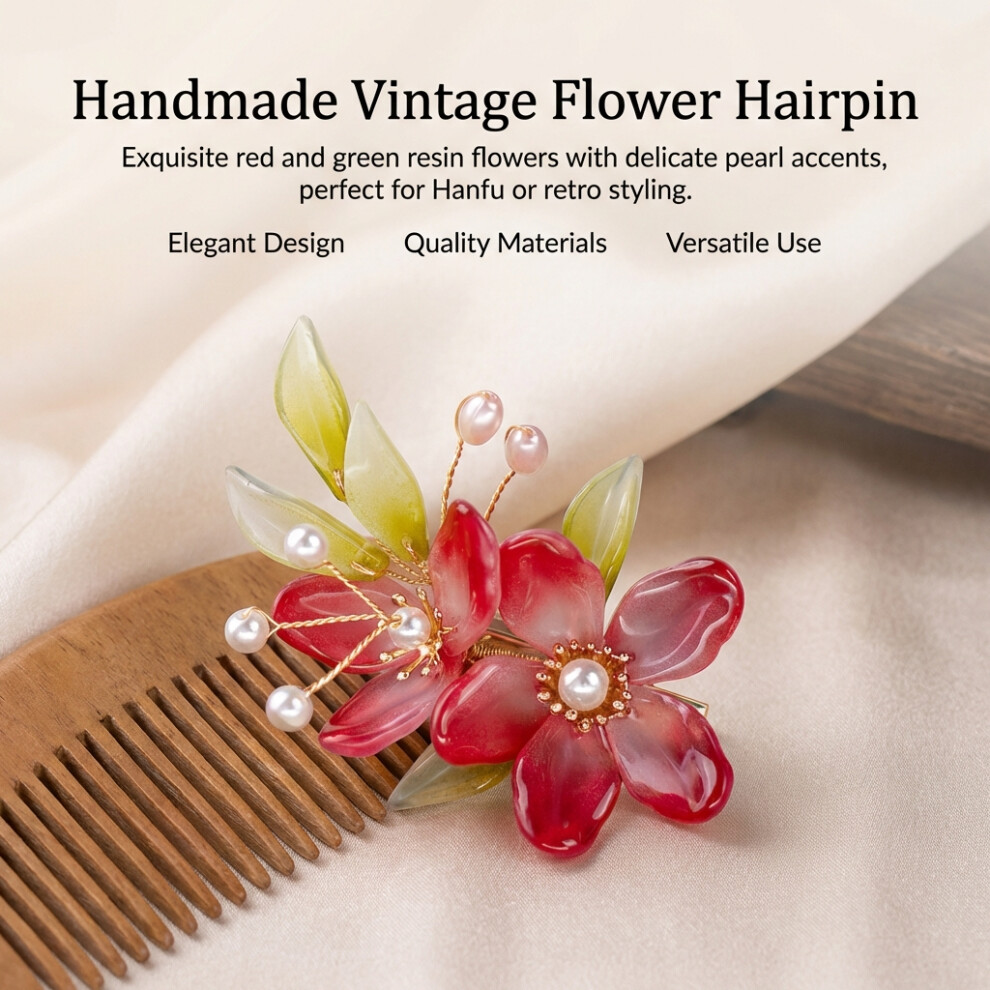 Dcph-Clothing Vintage Hanfu Hair Clip Floral Resin Lightweight